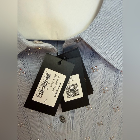 Maje cropped sweater with rhinestones size XS - Picture 9 of 11